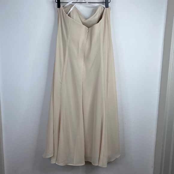 NWT Dessy Collection Strapless Dress 14 Tea Length Nude Palomino Prom Wedding - Picture 4 of 9